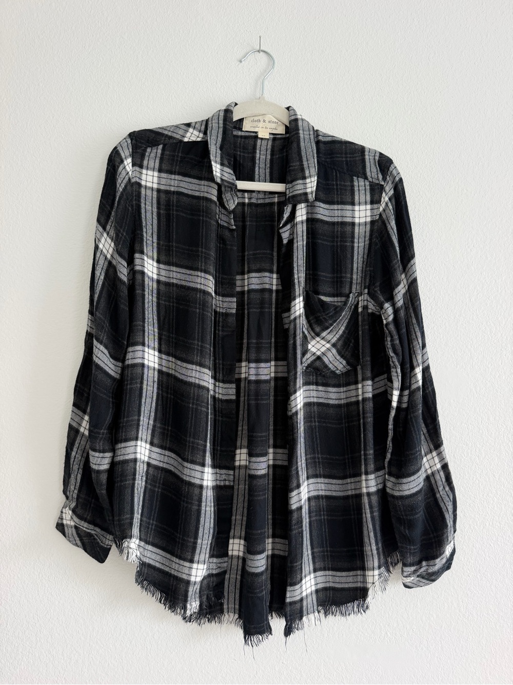 cloth & stone Black White Plaid Button-Down Shirt